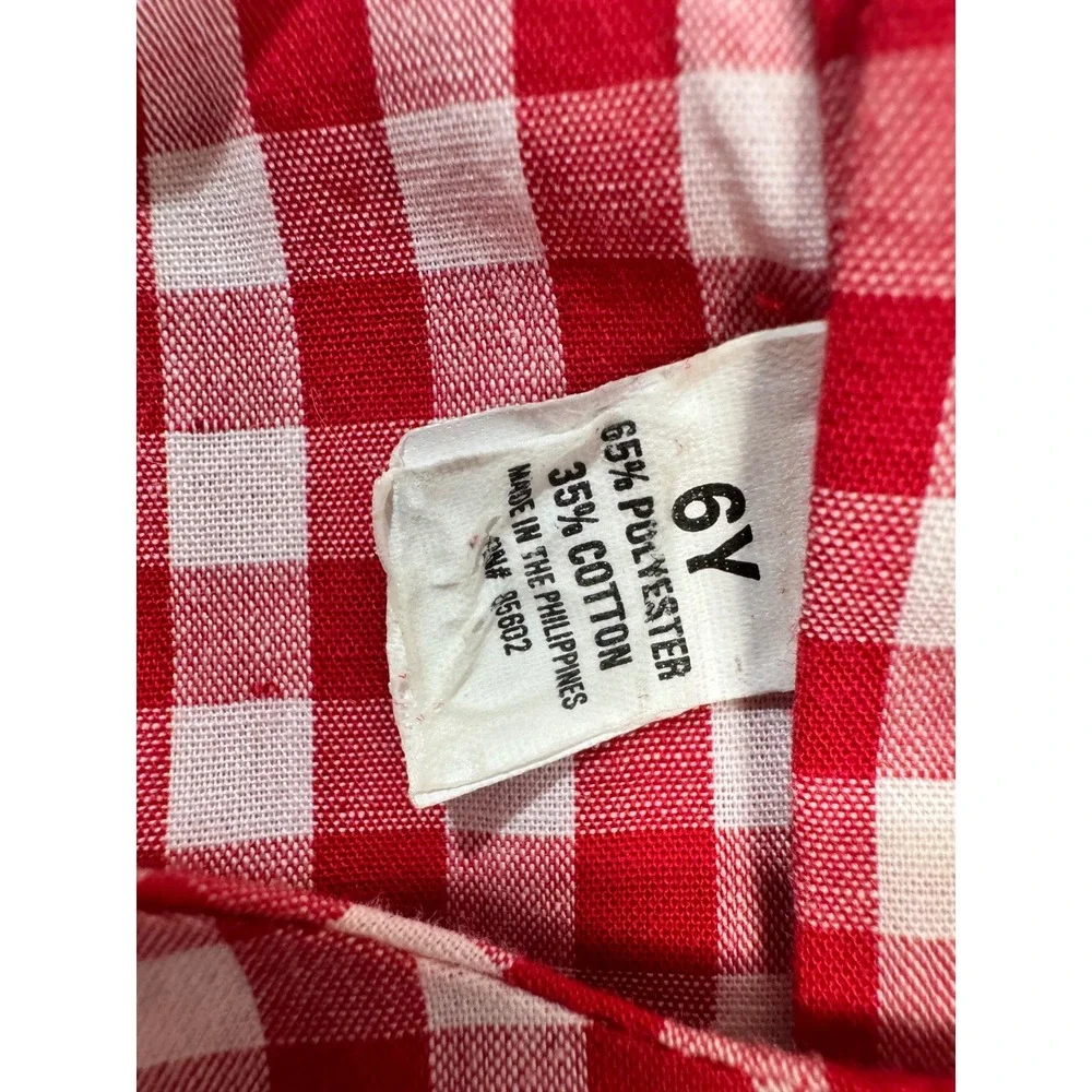 Girls Red Gingham Smocked Snow White Princess Dress Size 6Y Forest Animals 6‎